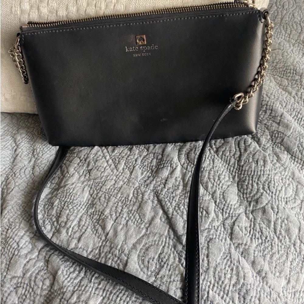 Kate Spade Black Crossbody Bag with Chain and Leather Strap